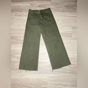 Miou Muse Pants Women's Medium Wide Leg Cropped Raw Hem Casual Trousers